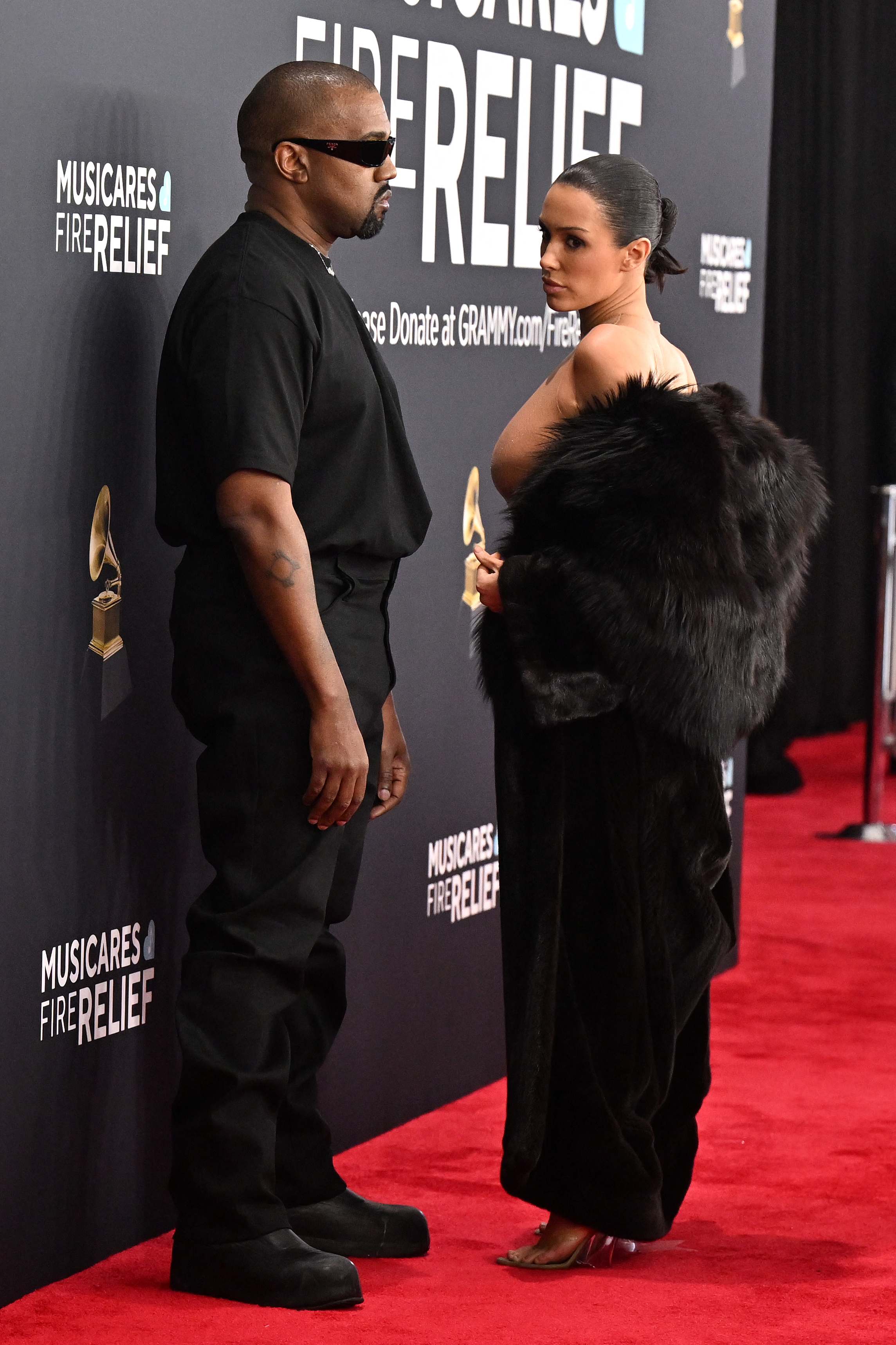 Kanye West and Bianca Censori at the 2025 Grammys