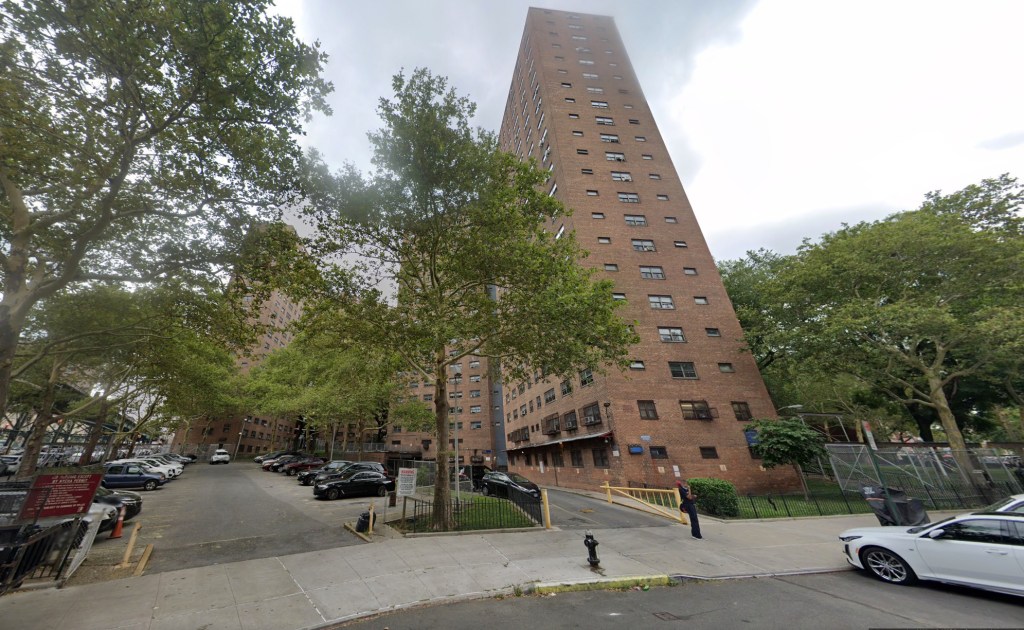The view of a residential tower at 545 West 126th Street.