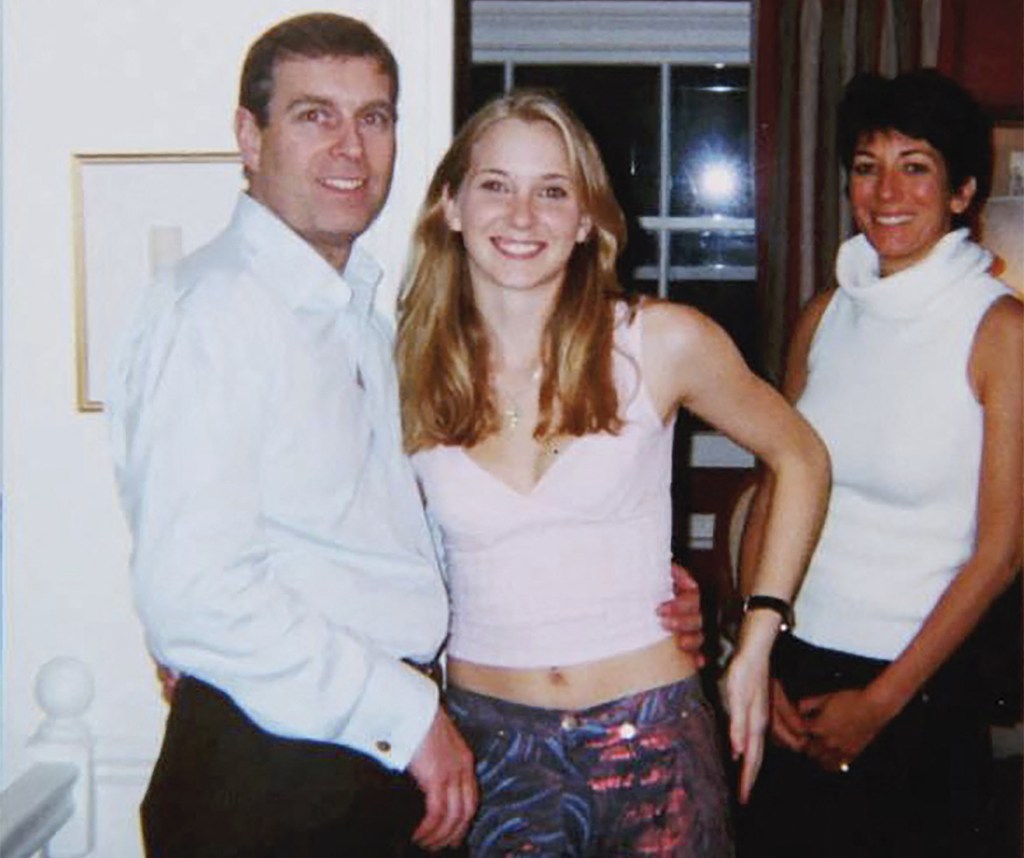 Virginia Giuffre with Prince Andrew and Ghislaine Maxwell. 