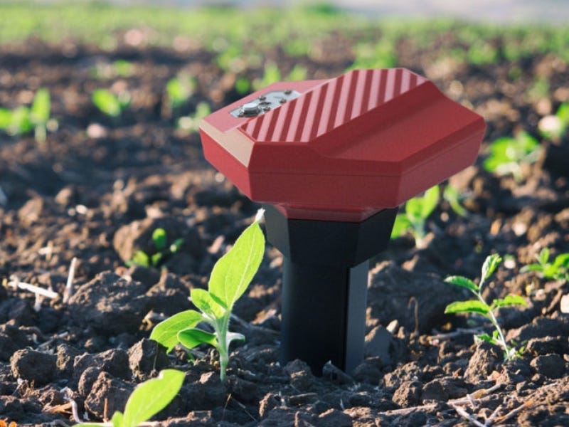 A Teralytic soil probe in the dirt.
