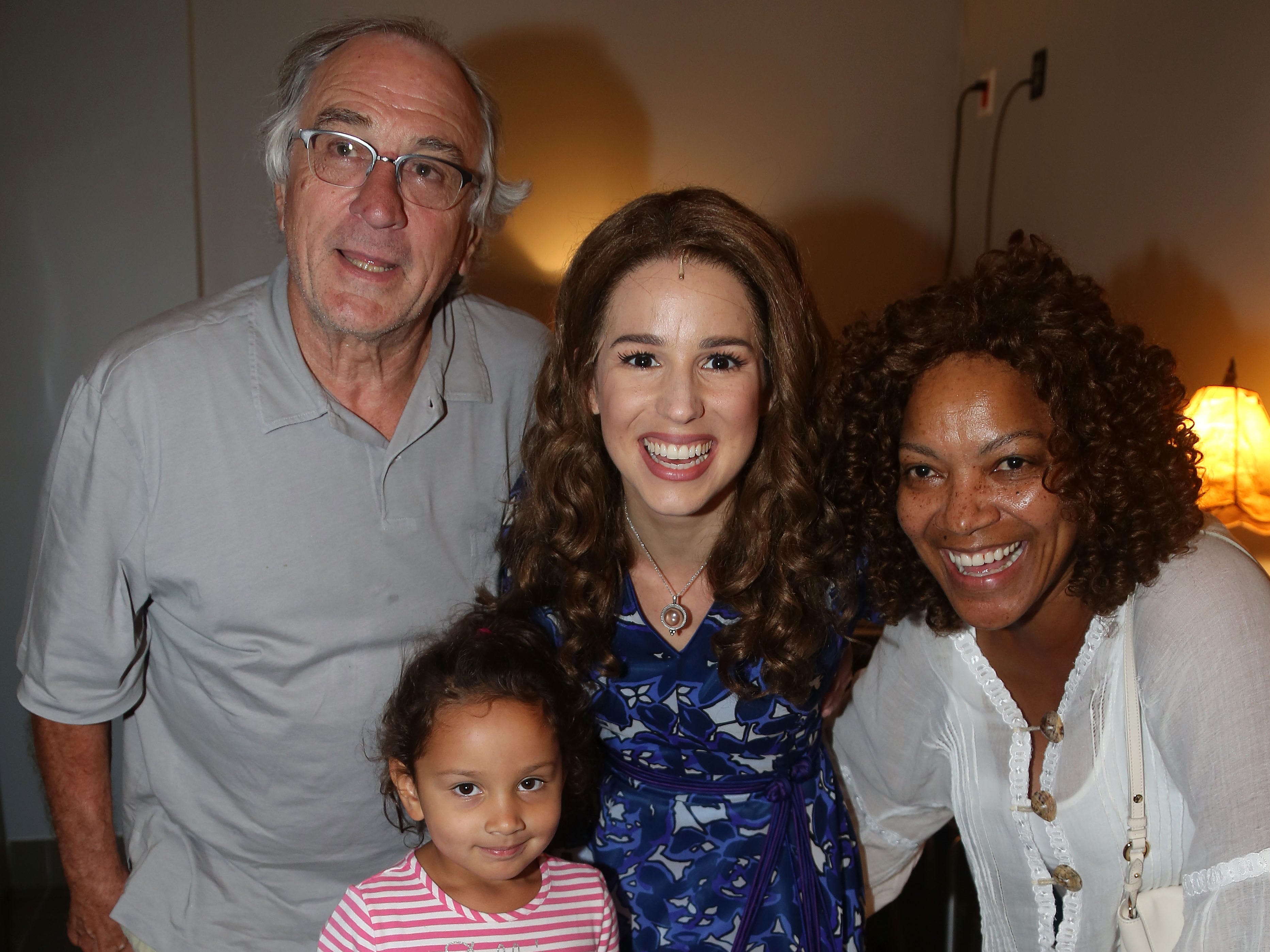 Robert De Niro, daughter Helen Grace, Chilina Kennedy as "Carole King" and Grace Hightower De Niro pose backstage at the hit Carole King musical "Beautiful" in 2015.