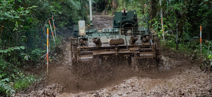 The Armored Multi-Purpose Vehicle undergoes tests in Panama.