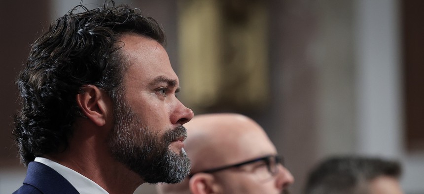 Matthew Lohmeier testifies before the Senate Armed Services Committee, May 1, 2025.