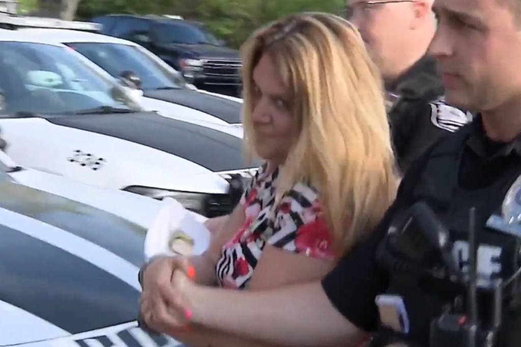 Christina Solometo is arrested after she allegedly defecated on a car during a road rage incident.