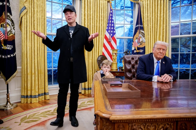 Tesla and SpaceX CEO Elon Musk, accompanied by U.S. President Donald Trump.