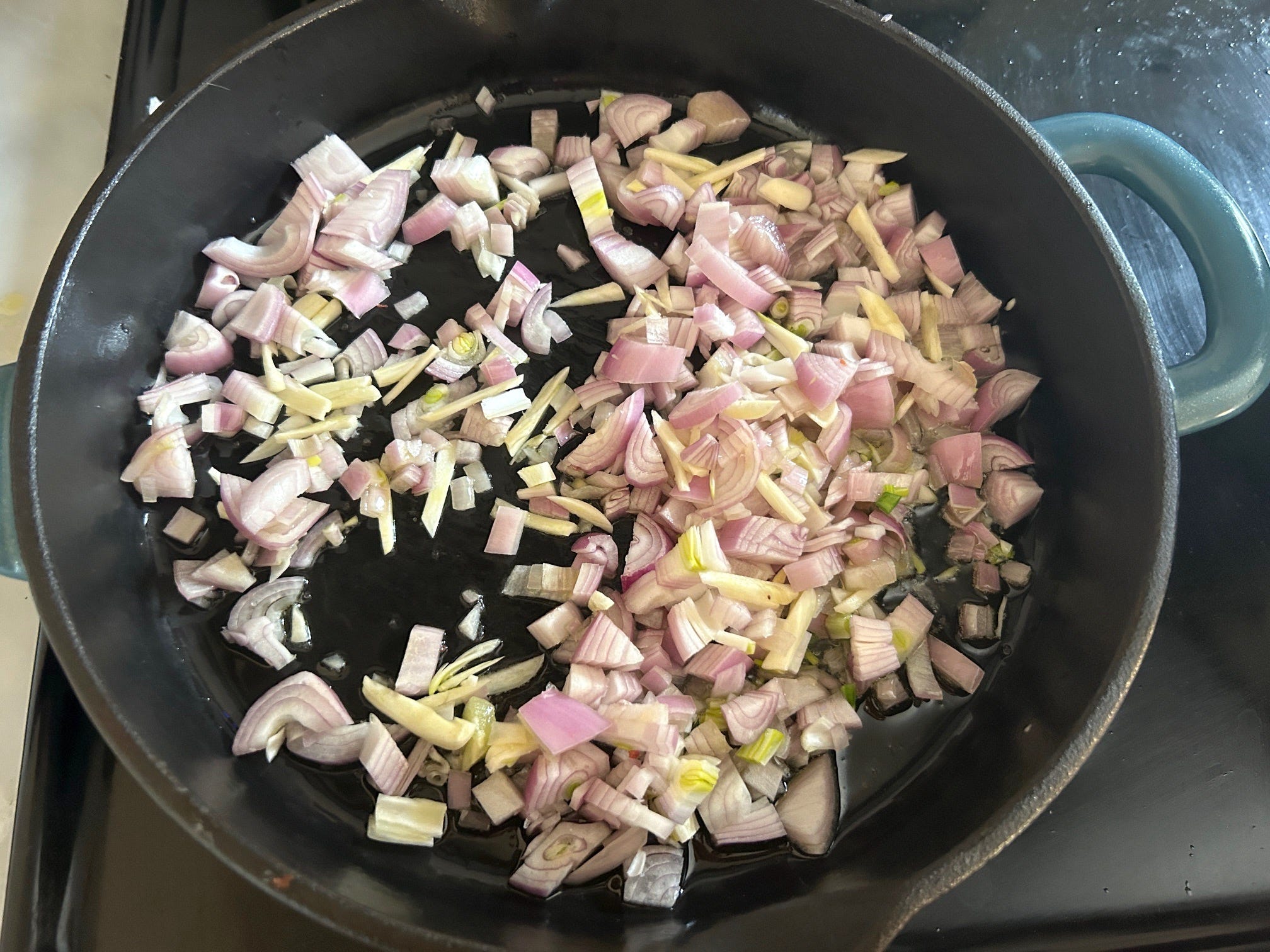 Cooking veggies for Meghan Markle's spring garden pasta salad