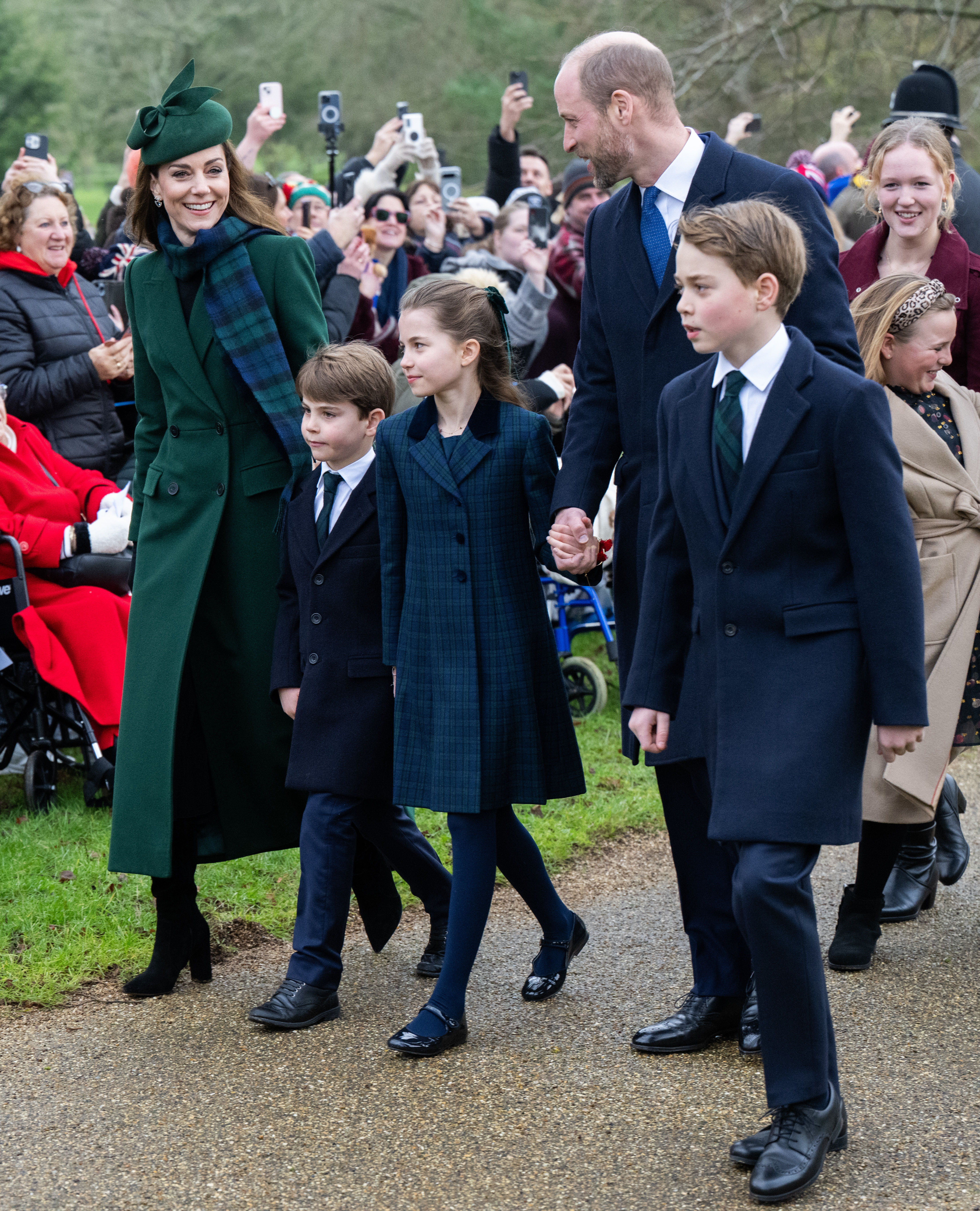 Princess Charlotte, Kate Middleton, Prince William, Prince George and Prince Louis in December 2024