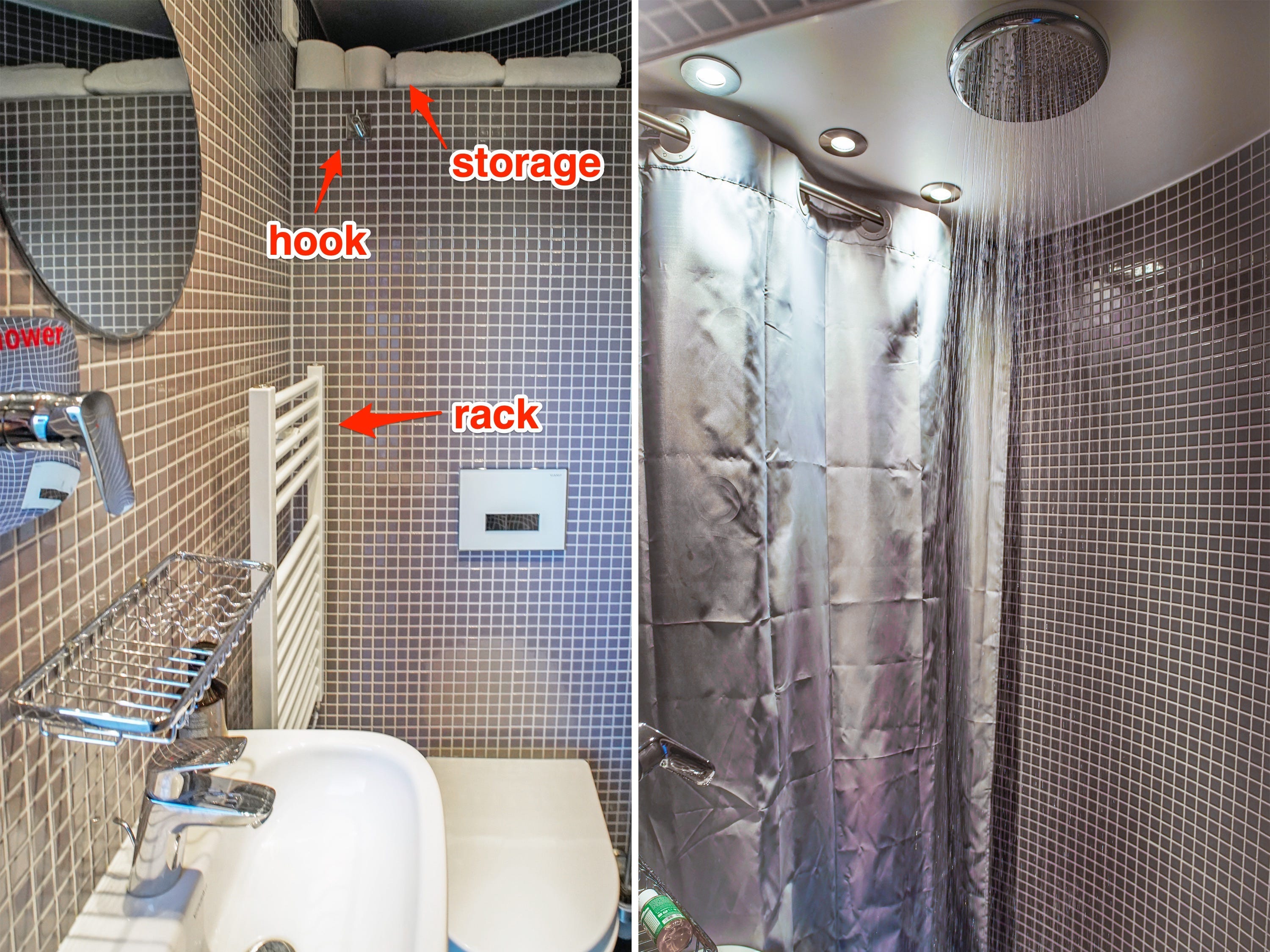 The bathroom inside the tiny home.