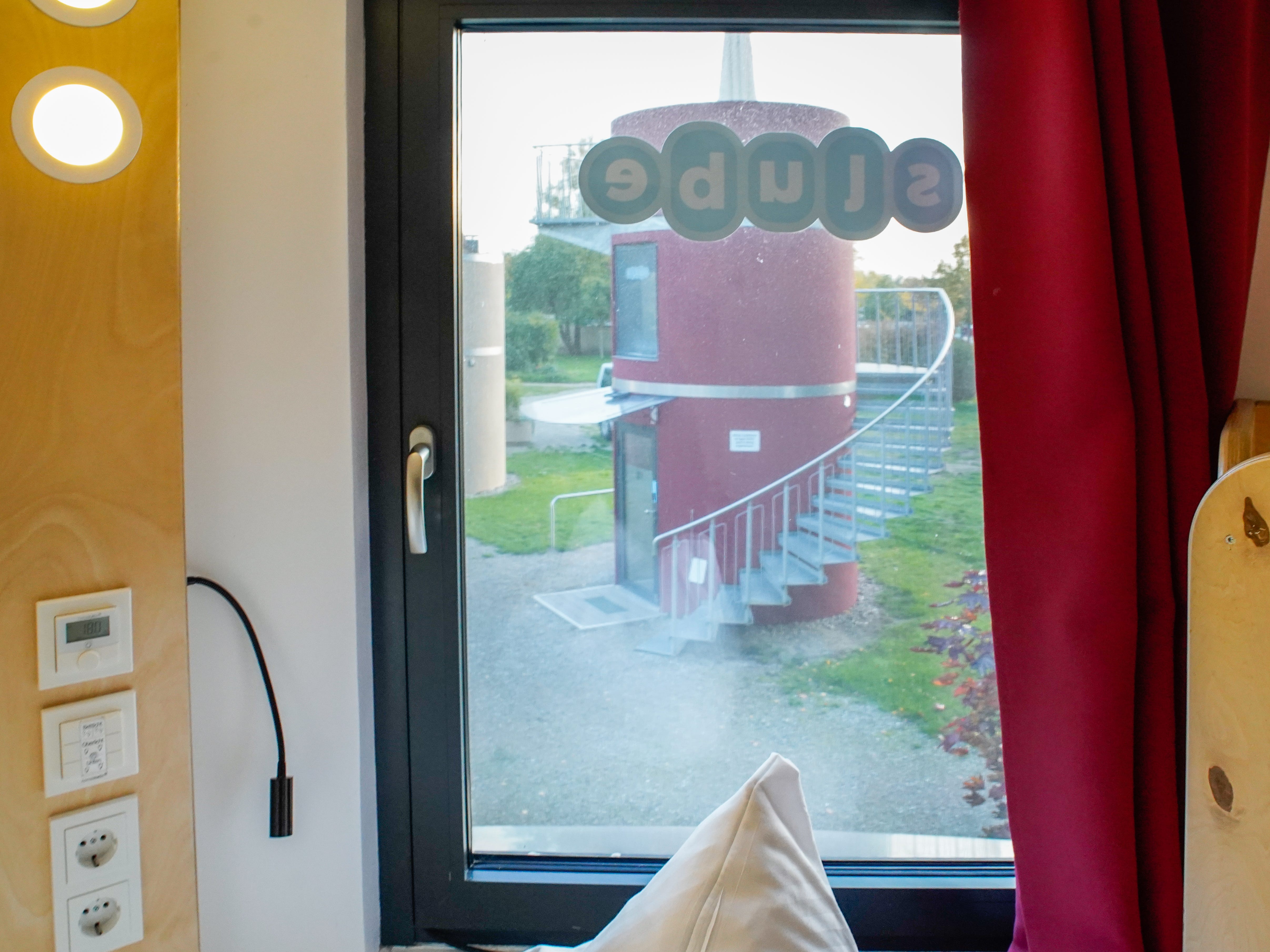 A view out the bedroom window.