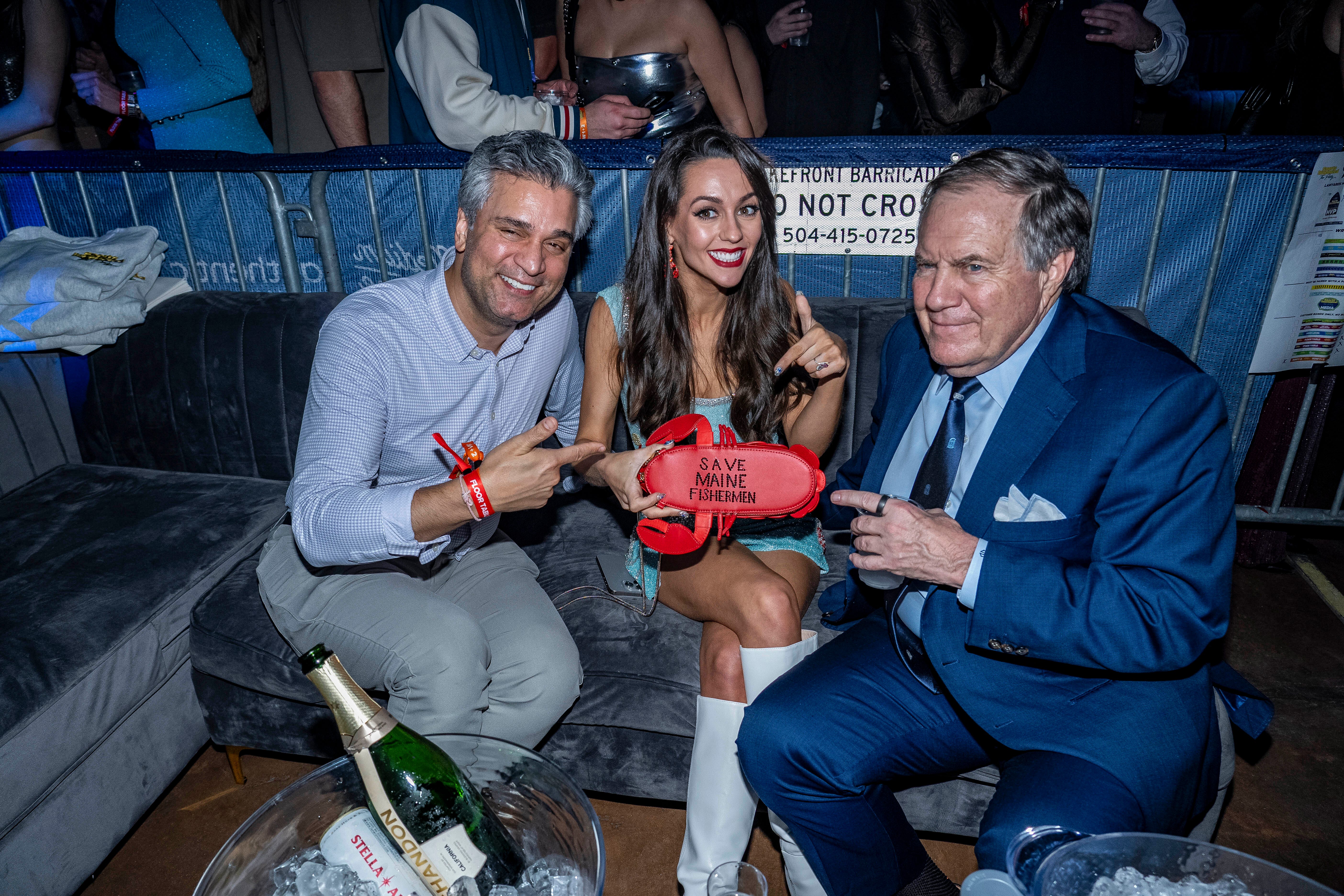 Bill Belichick and Jordon Hudson at the Sports Illustrated Super Bowl after party