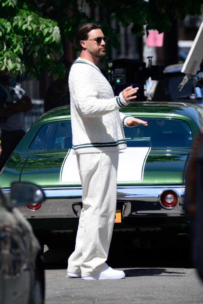 Travis Kelce doing a photo shoot in Manhattan May 1. 