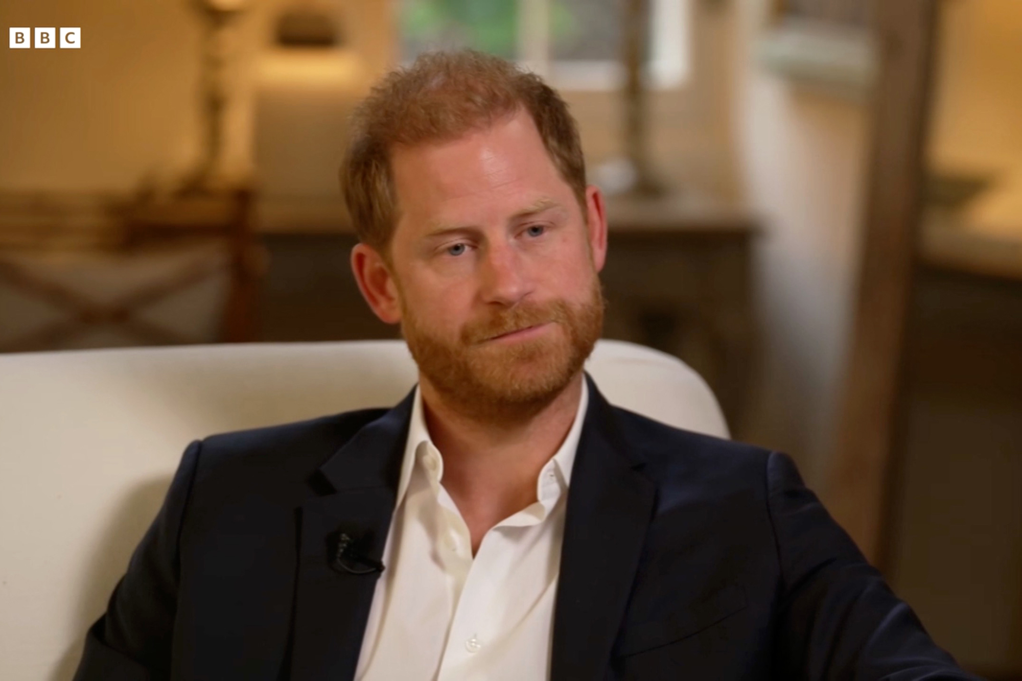 Prince Harry in a screen grab from his BBC News interview. 
