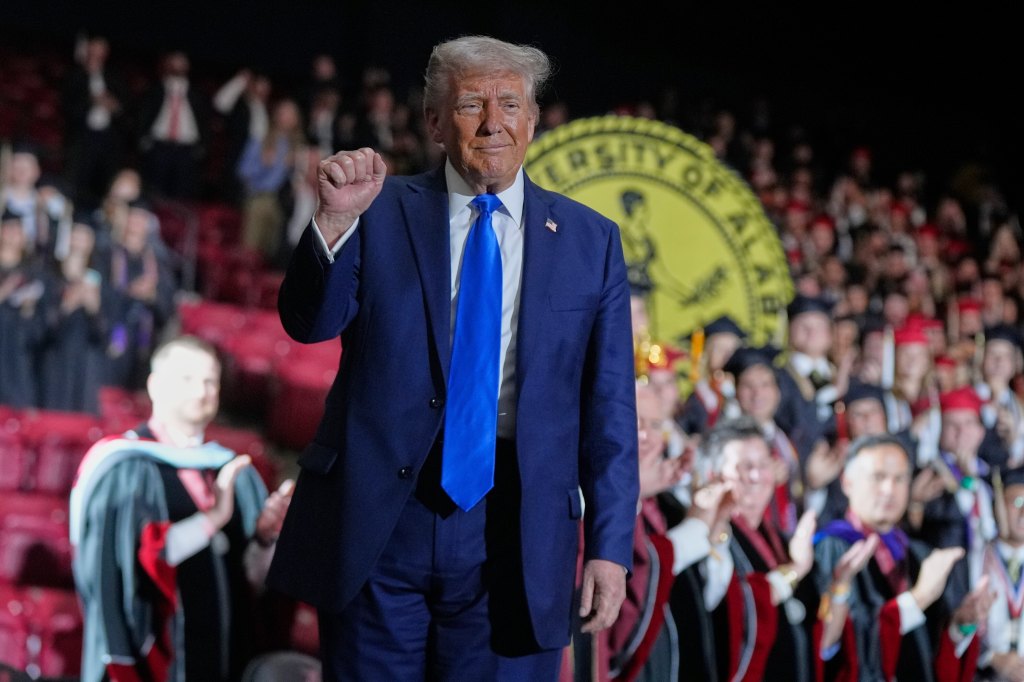 President Trump gave the commencement address at the University of Alabama on Thursday.
