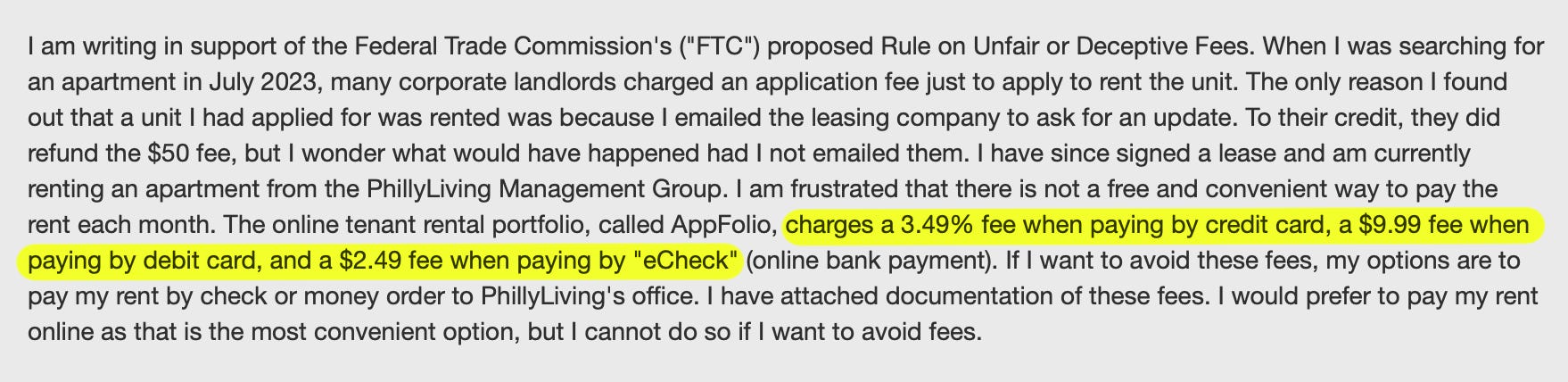 A tenant letter to the FTC