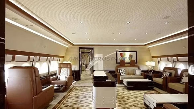 The interior also boasts gold-colored walls and gold furnishings.