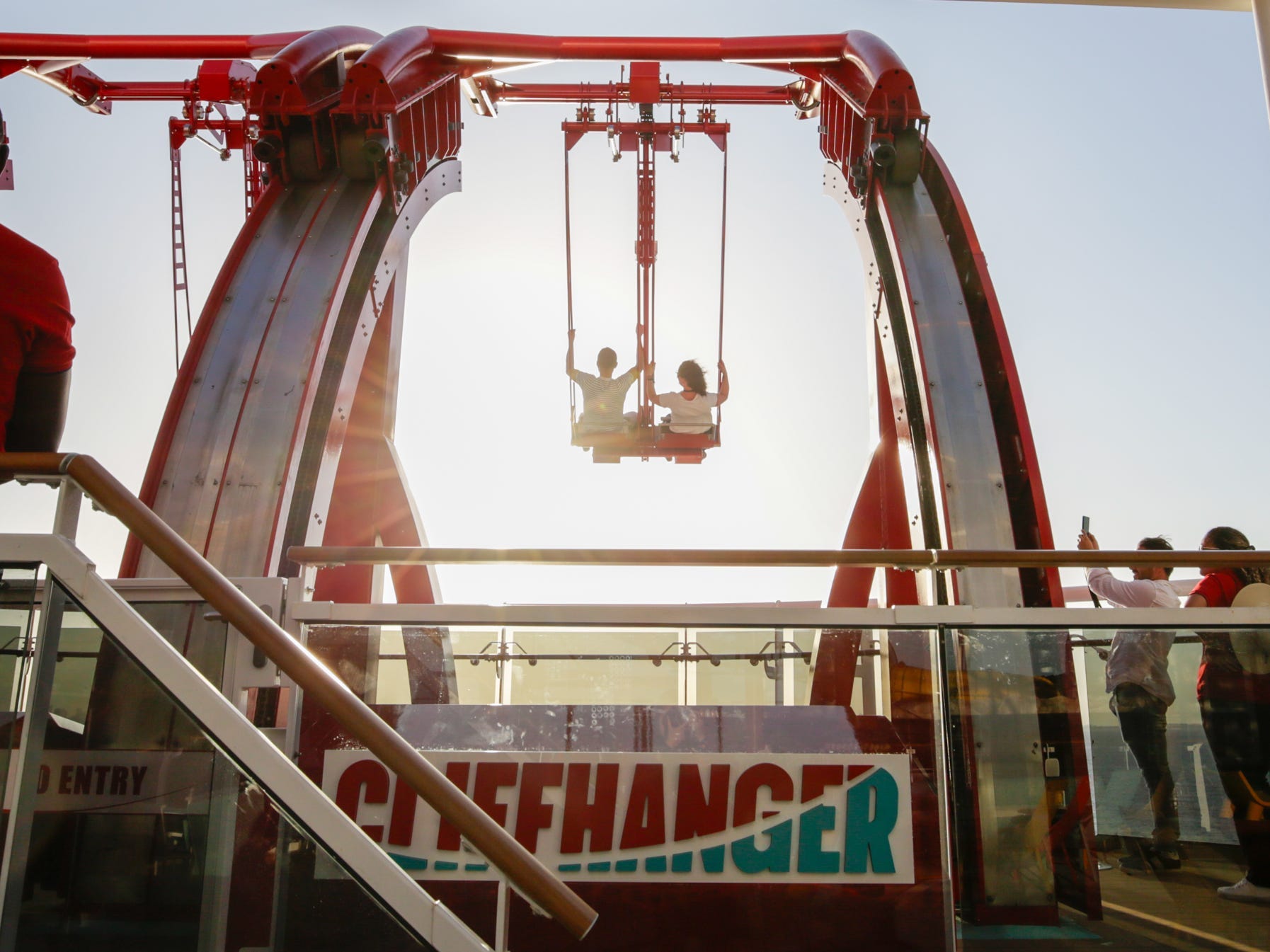 people riding on the Cliff Hanger MSC World America
