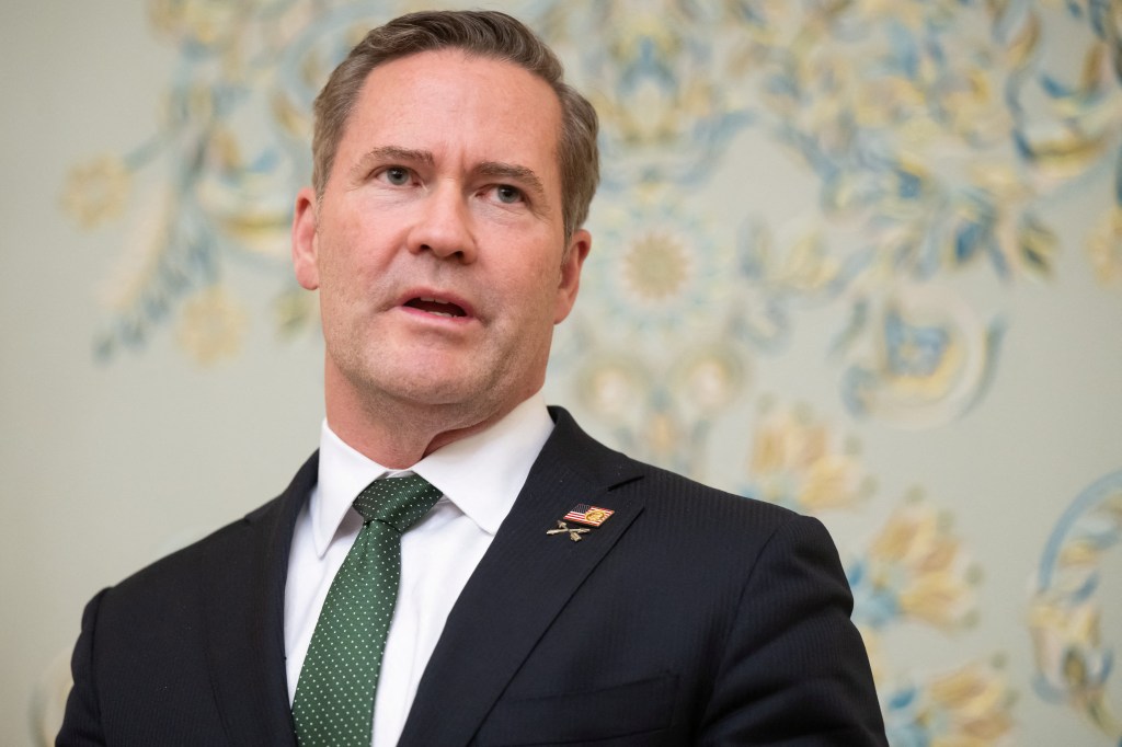 National Security Advisor Mike Waltz speaks with the media following meetings with a Ukrainian delegation in Jeddah, Saudi Arabia, March 11, 2025. In the Saudi-hosted talks, Ukraine is to present the US with a plan for a partial ceasefire with Russia, hoping to restore support from its key benefactor, which under President Donald Trump has demanded concessions to end the three-year war. 