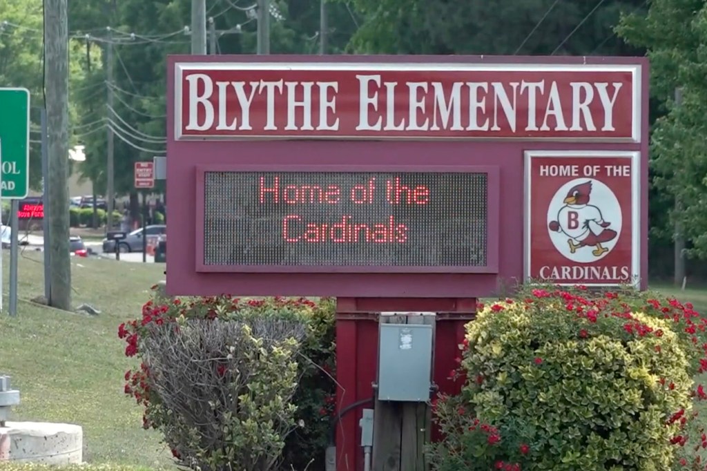 View of the Blythe Elementary School sign.