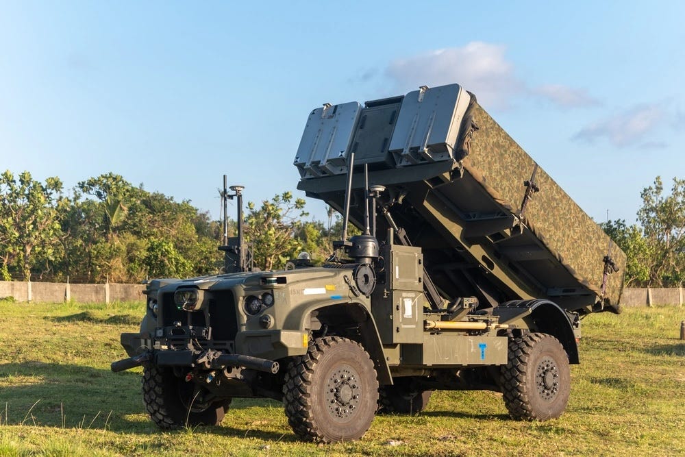 A NMESIS launcher is staged at Basco, Philippines, ahead of Exercise Balikatan