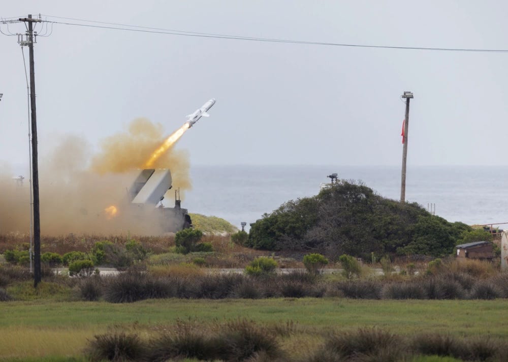 The NMESIS weapon system fires a Naval Strike Missile