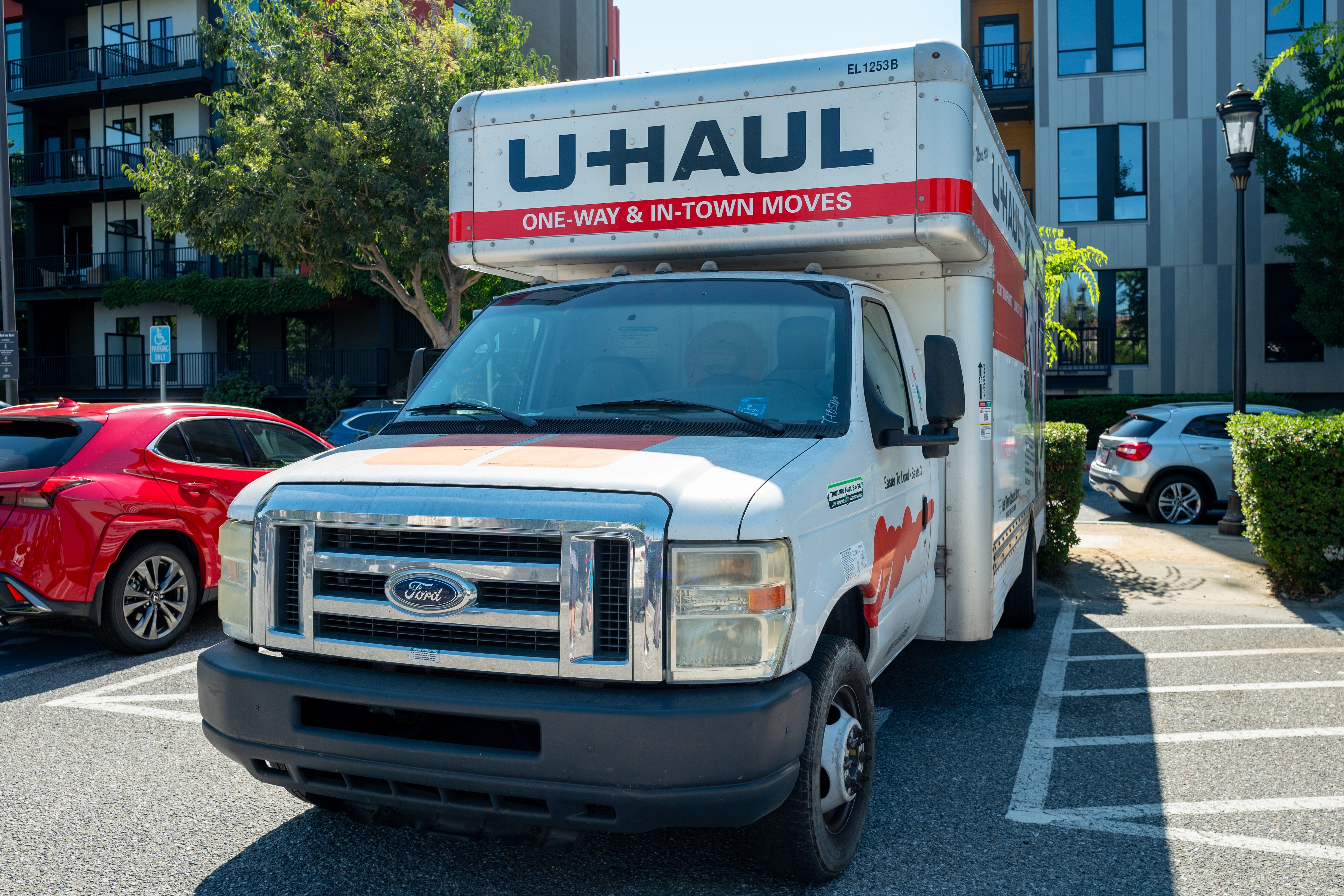 A U-haul moving truck