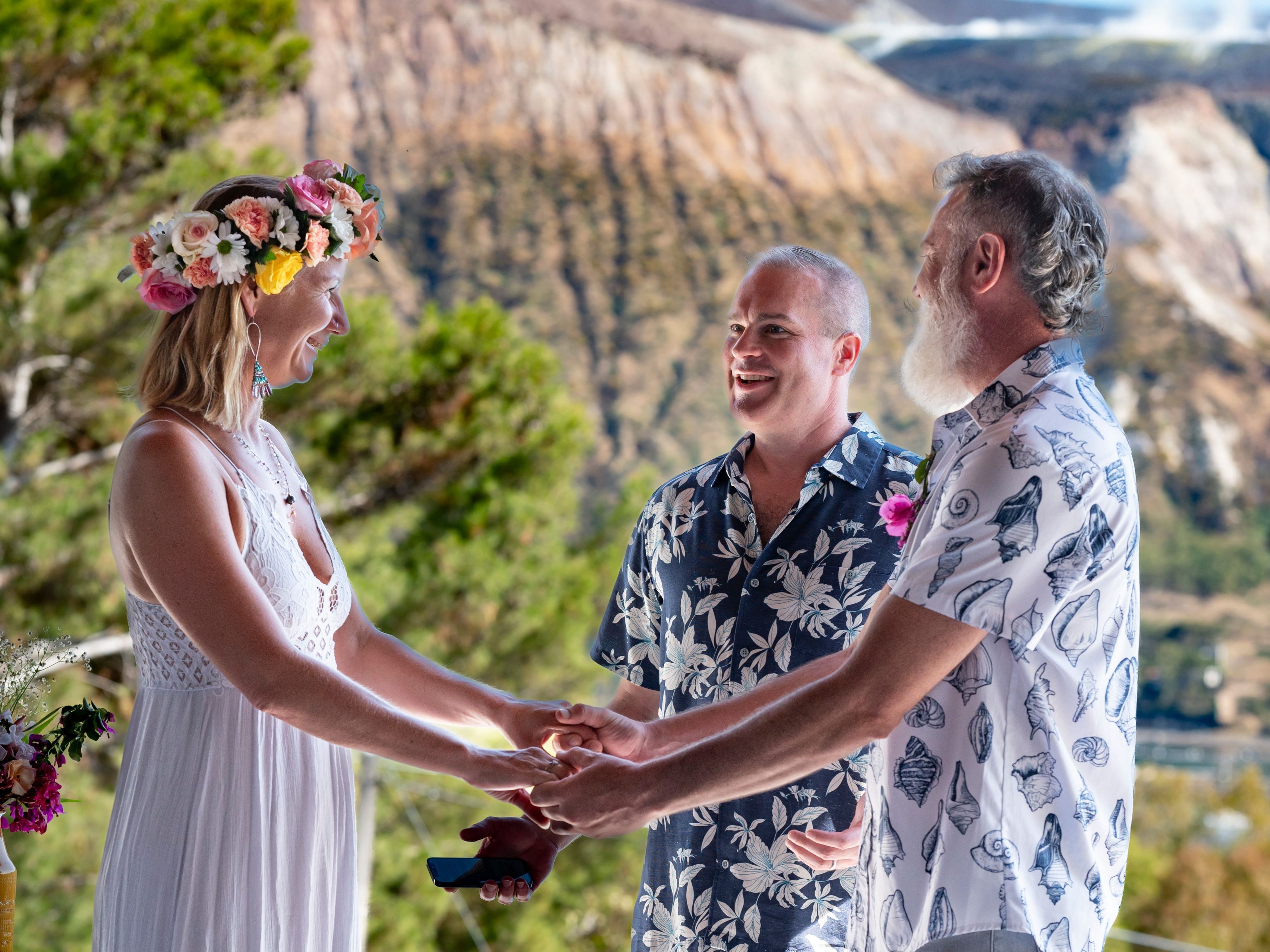 The author and her husband getting married in Sicily on a sunny day.