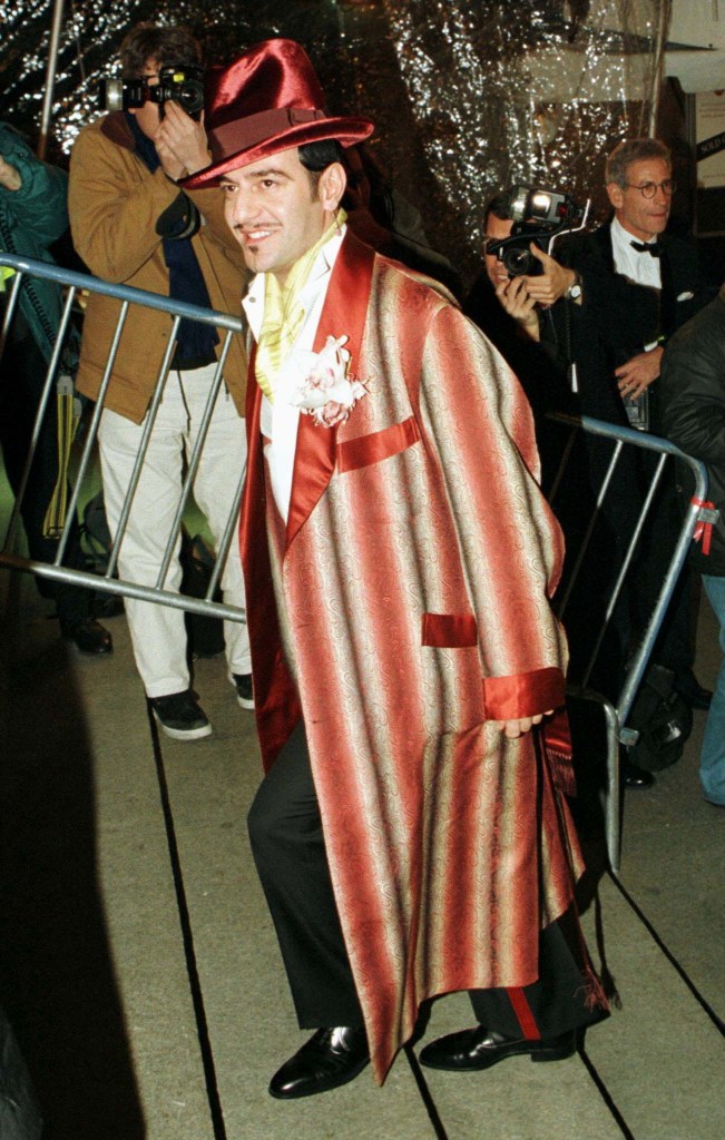 John Galliano in what appeared to be a red and blue pimp suit at the 1997 Met Gala. 
