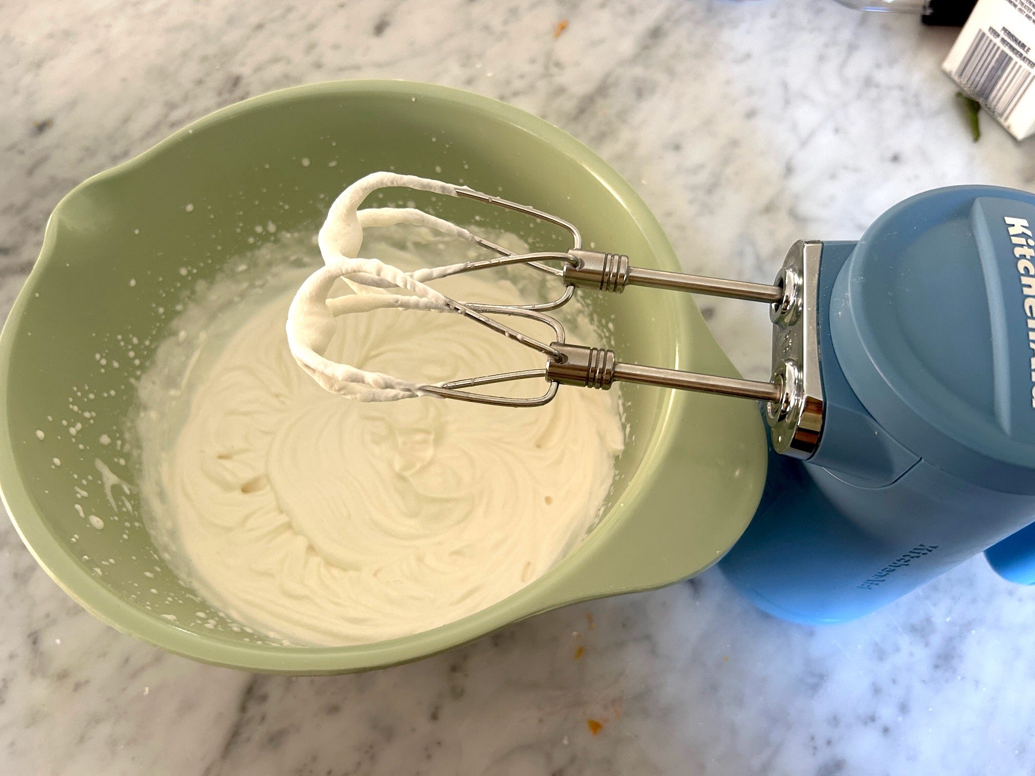 Making fresh whipped cream for Meghan Markle's Chantilly Lily