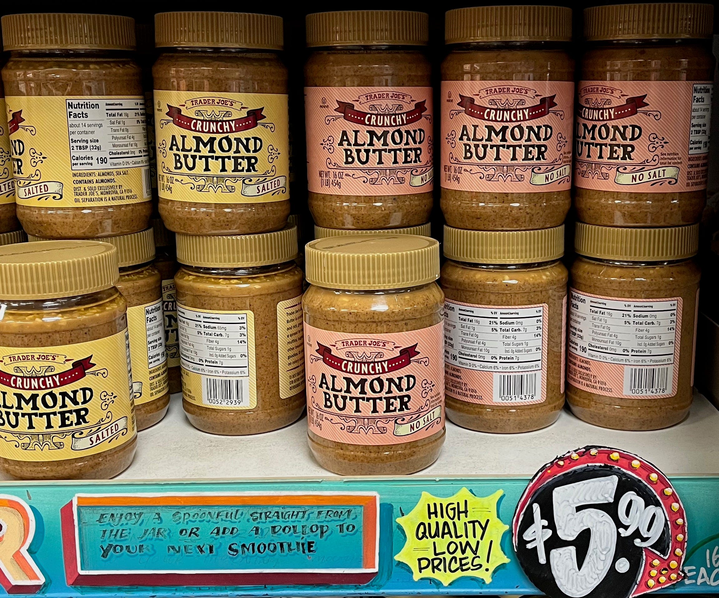 Trader Joe's almond butter display