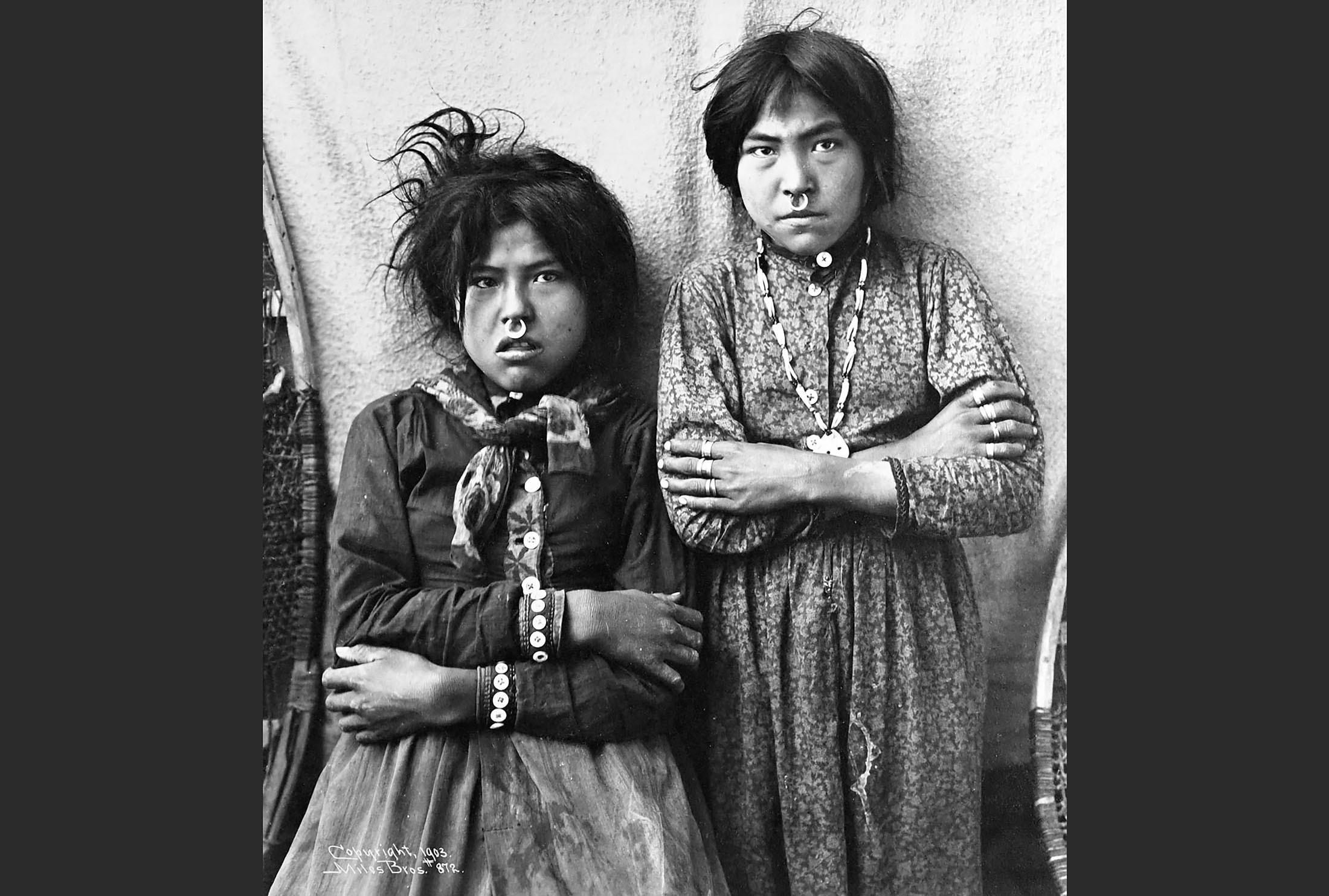 Two young Alaska Natives pose for a photo.
