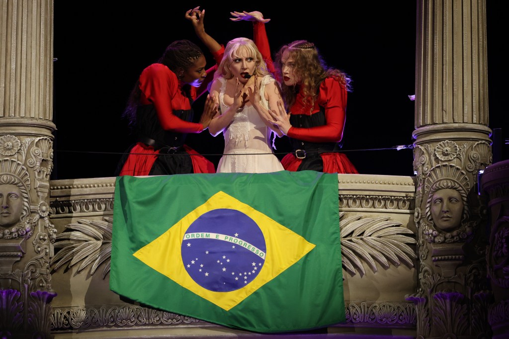 Lady Gaga performs at Copacabana Beach on May 3, 2025 in Rio de Janeiro, Brazil.