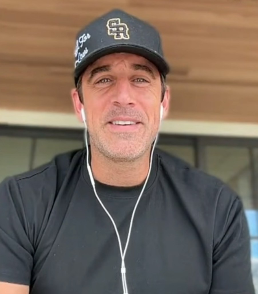 Aaron Rodgers poses for a photo.
