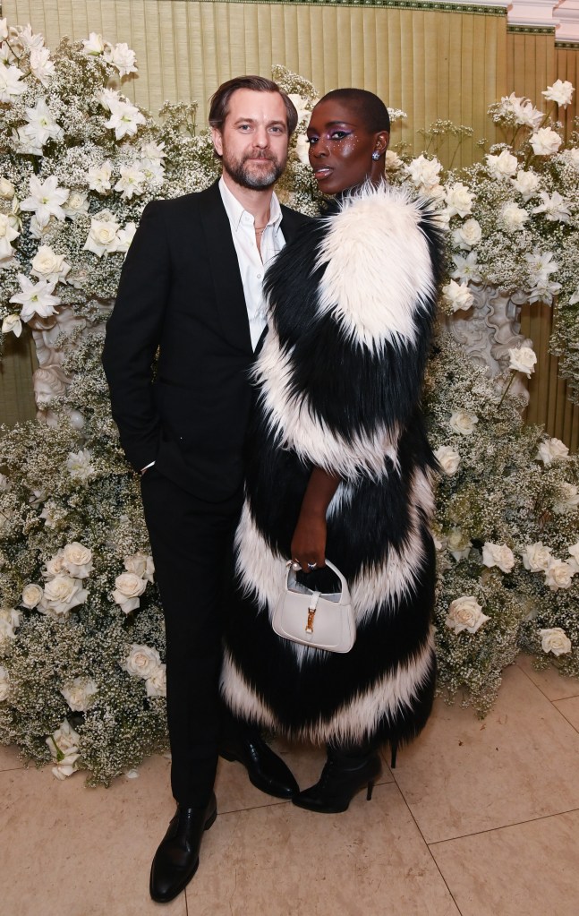 Joshua Jackson (L) and Jodie Turner-Smith attend the British Vogue And Tiffany & Co. Celebrate Fashion And Film Party 2023 at Annabel's on February 19, 2023 in London, England. 