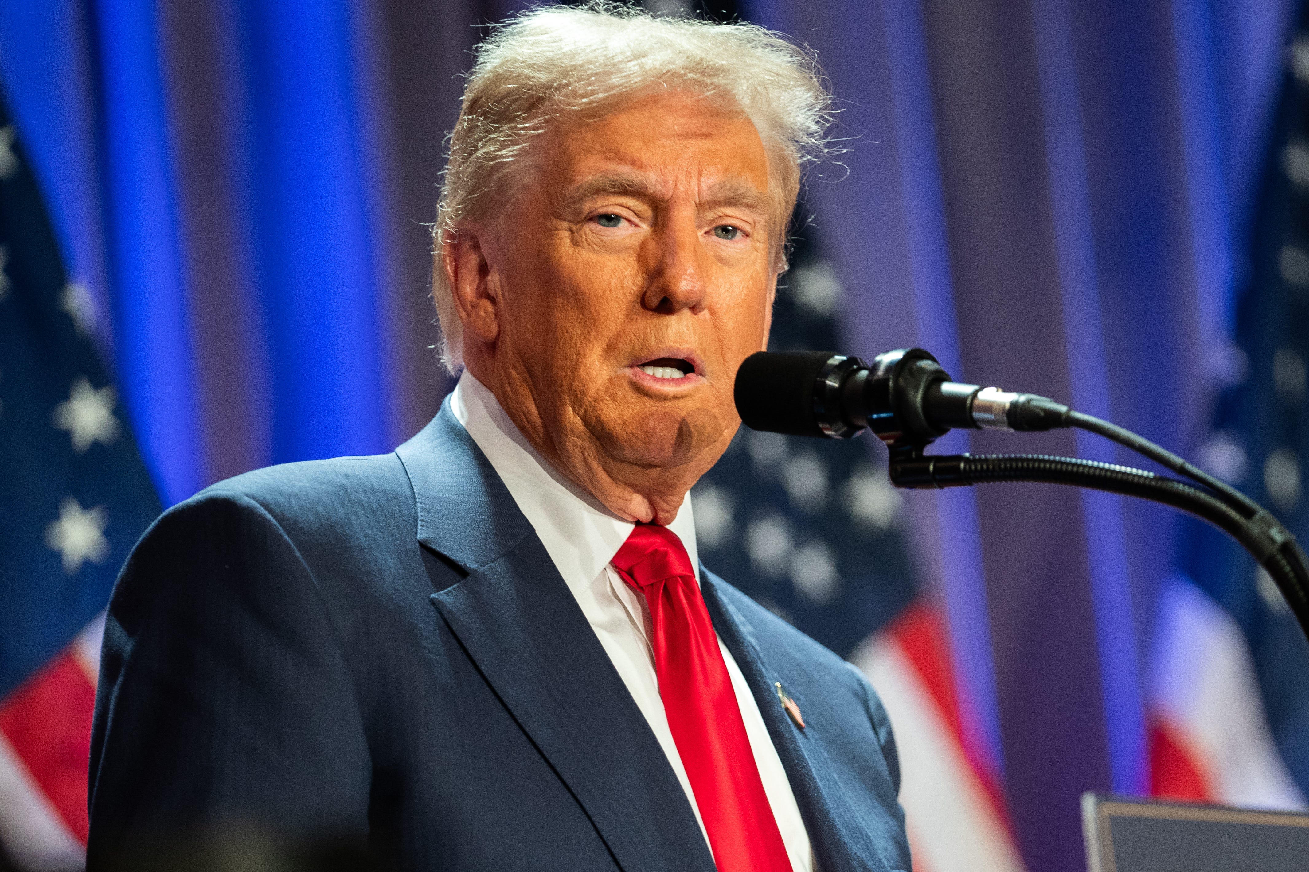 President-elect Donald Trump at a House Republicans Conference meeting at the Hyatt Regency on Capitol Hill in Washington, DC, on November 13, 2024.