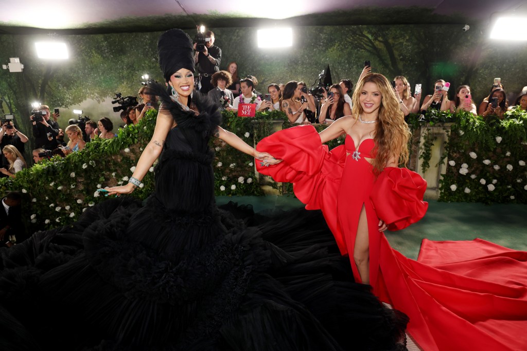 Cardi B and Shakira at the 2024 Met Gala Celebrating 'Sleeping Beauties: Reawakening Fashion' at The Metropolitan Museum of Art in New York City