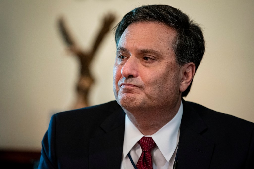 Ron Klain, White House chief of staff, in a cabinet meeting at the White House, Washington, DC, USA, discussing relief for the global semiconductor supply shortage, 20 July 2021