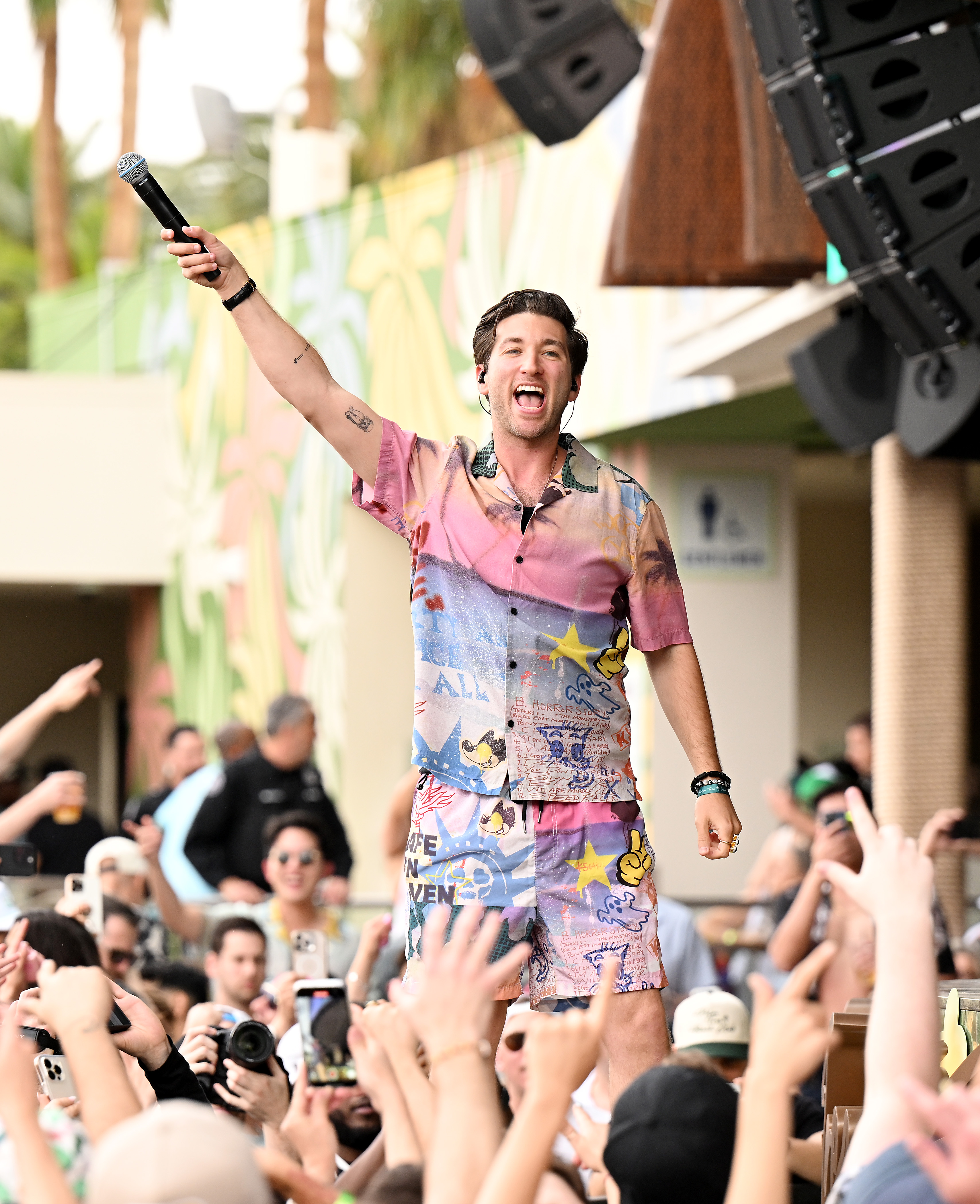 Justin Jesso performs at the opening of Palm Tree Beach Club at MGM Grand on May 03, 2025 in Las Vegas, Nevada. 