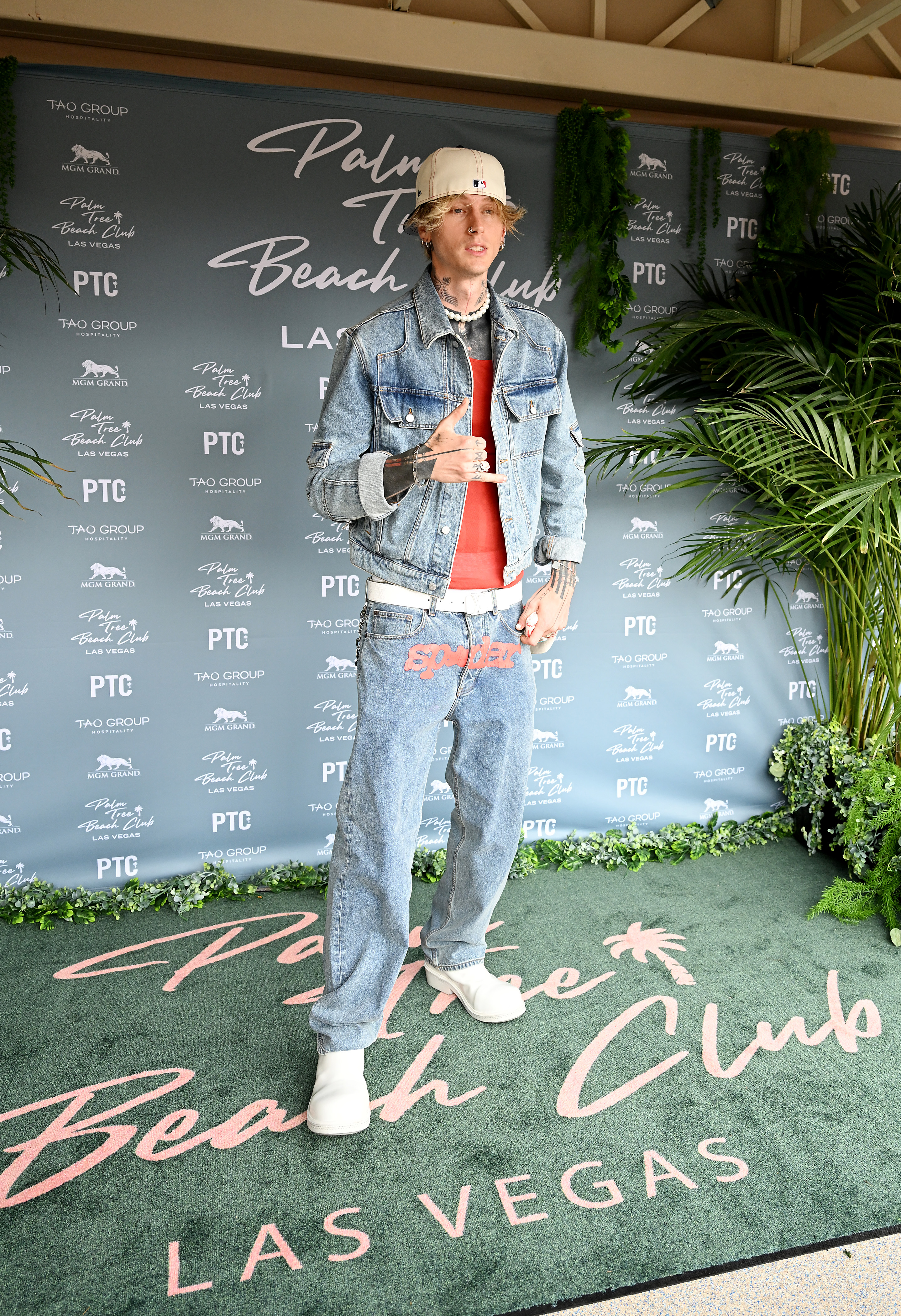 MGK attends at the opening of Palm Tree Beach Club at MGM Grand on May 03, 2025 in Las Vegas, Nevada. 