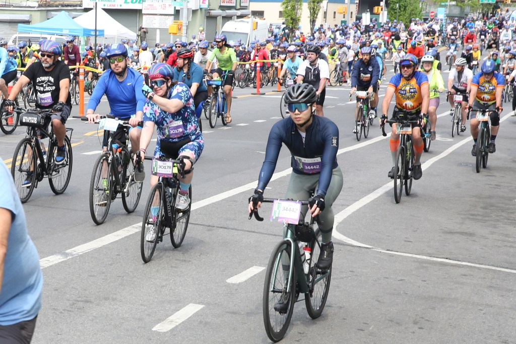 The bike tour kicked off in Lower Manhattan Sunday morning and touched all five boroughs, ending in Staten Island