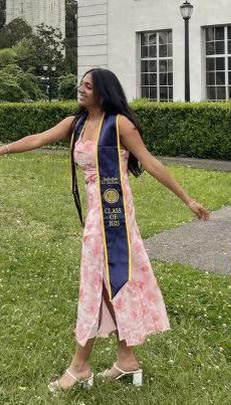  Bandna Bhatti, 21, smiles as she struts across a campus lawn at Berkeley.