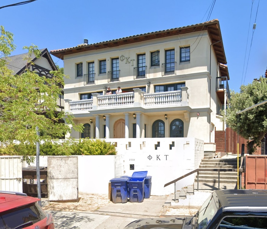 The Phi Kappa Tau fraternity house where Bandna Bhatti, 21, slipped from a railing and plunged at least a dozen feet.