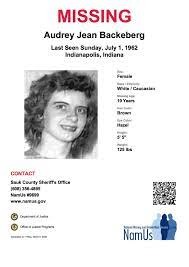 Audrey Backeberg was 20 years old, living with her husband, Ronald Backeberg, and their two children in Reedsburg, a city about 55 miles northwest of Madison, when she vanished from her home on July 7, 1962.