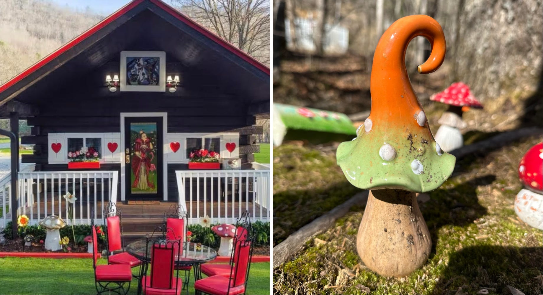 The Alice and Wonderland-themed tiny home at Magical Mountain Resorts.