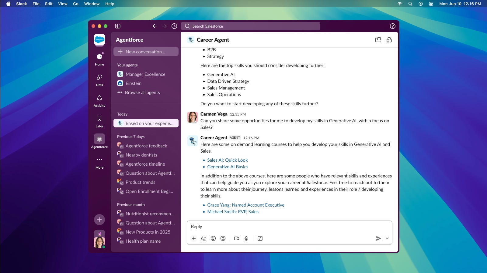 Salesforce Career Agent internal slack