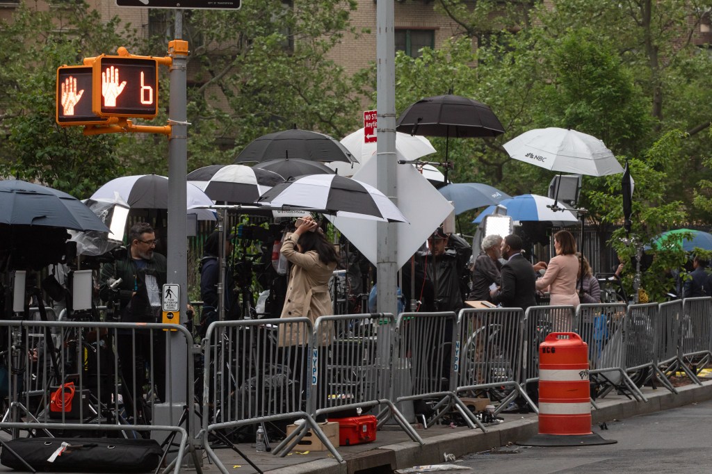 People outside court