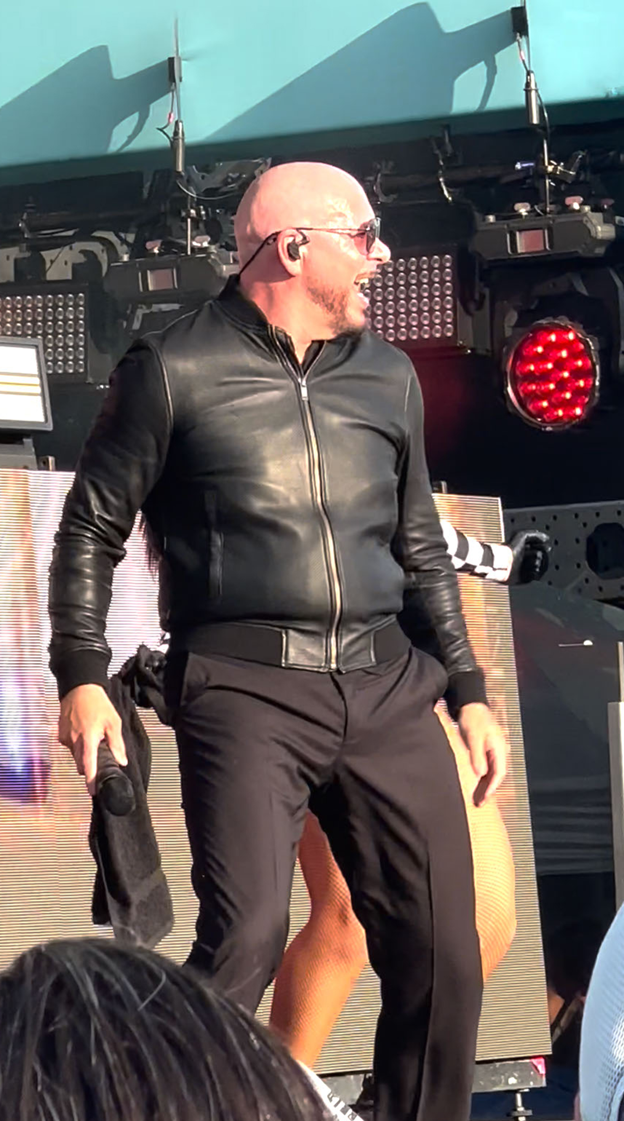 Pitbull performing.