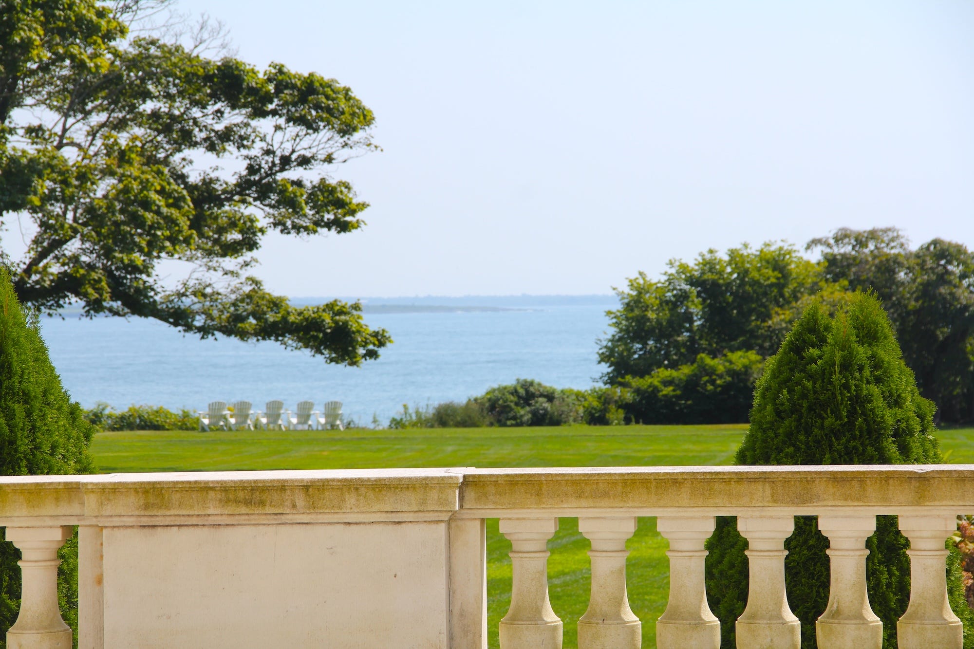 A porch with ocean views at Marble House.