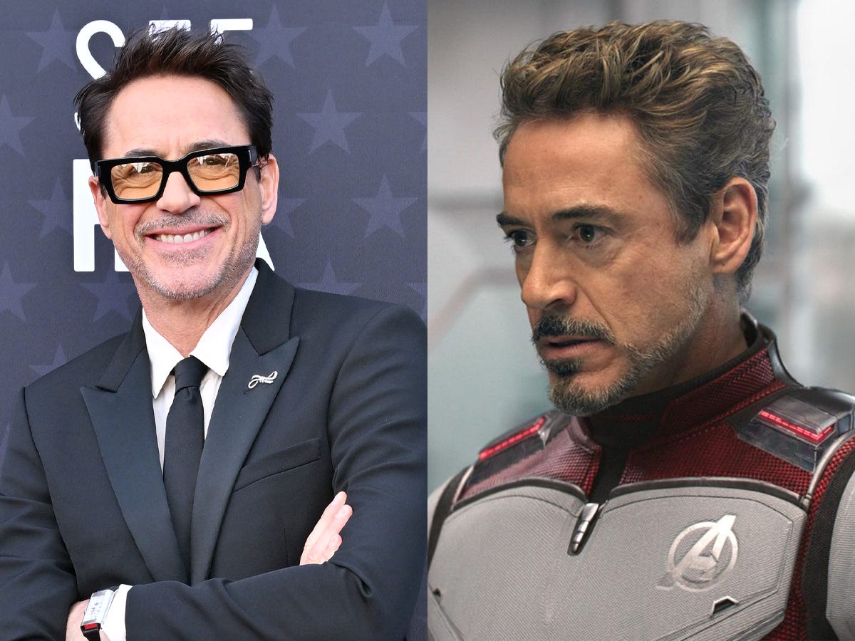 Robert Downey Jr. at the 29th Annual Critics Choice Awards and as Tony Stark/Iron Man in "Avengers: Endgame."
