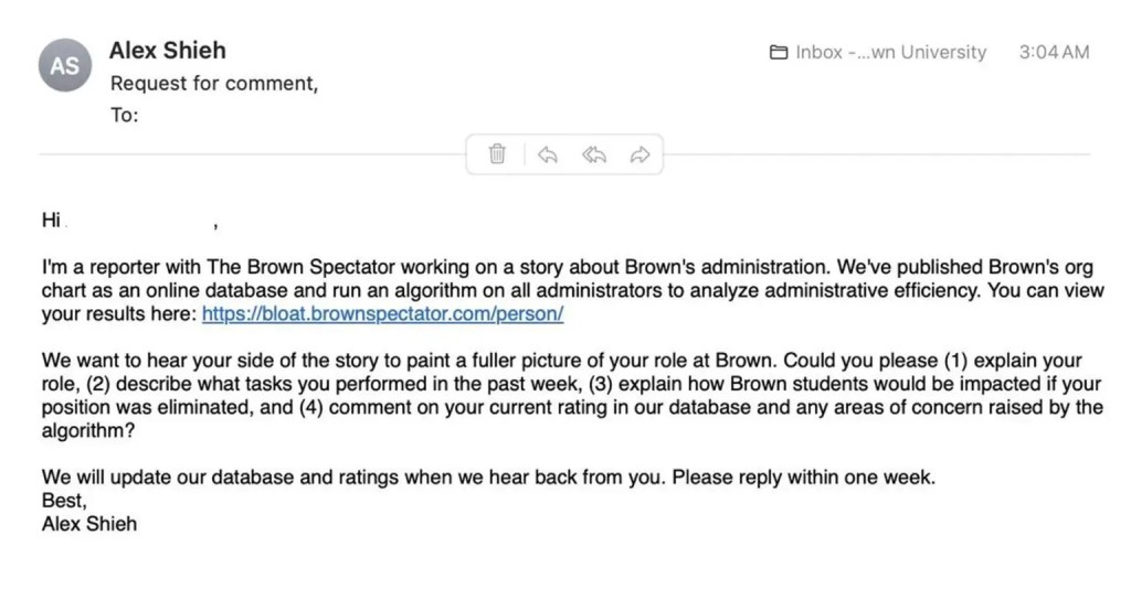 Email to administrators