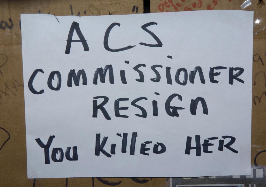 Statements hung at the shrine of Nixzmary Brown, a 7 year old victim of child abuse, in Bed Stuy, Brooklyn, New York
